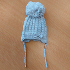 LITTLE STAR Шапочка вязаная р.36-38 Бантик (двойная) Серый