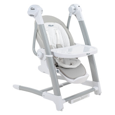 PITUSO Стул для кормления 3 в1 электрокачели/стул/бустер Light gray/Светло-серый+KD4022 тарелка