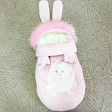 LITTLE STAR Конверт-Кокон на 2-х молниях Зайчонок Розовый в горох (плащ+велбоа,подкл флис) 