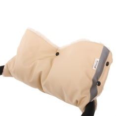 PITUSO Муфта для рук на коляску шерстяной мех (белый) + экокожа