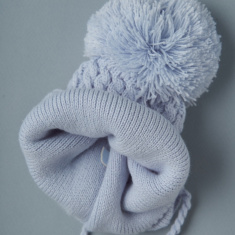 LITTLE STAR Шапочка вязаная р.36-38 Бантик (двойная) Голубой
