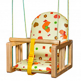 ГНОМ Качели деревянные подвесные мягкое сиденье