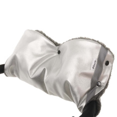 PITUSO Муфта для рук на коляску шерстяной мех (серый) + экокожа