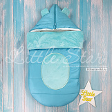 LITTLE STAR Конверт-Кокон на 2-х молниях Мишутка Бирюза, капюшон с замком (демисезон)
