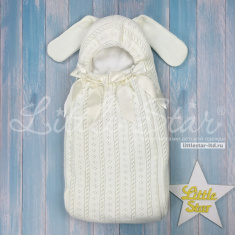 LITTLE STAR Кокон Зайчонок Ажурный Кремовый (ангора,хл,флис) 