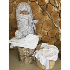 GulSara Комплект на выписку 8 пр Стразы Серо-бежевый ВЕСНА-ОСЕНЬ