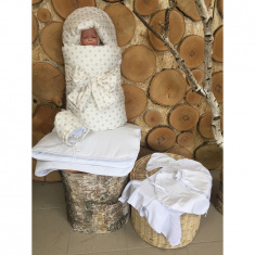 GulSara Комплект на выписку 7 пр Бежевый (бутоны) ВЕСНА-ОСЕНЬ