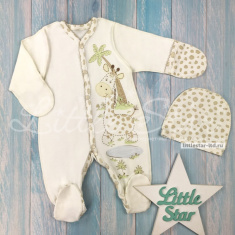 LITTLE STAR Комбез + котелок Жирафик (хлопок интерлок)