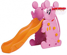 QIAOQIAO Горка МИККИ+баскет кольцо (173x80x121h) Розовый