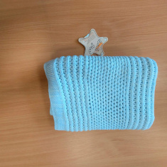 LITTLE STAR Плед вязаный р. 90*90 Ажурчик Голубой меланж