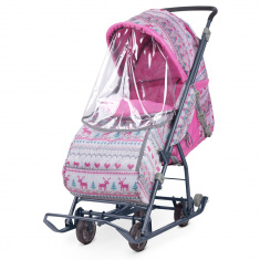 НИКА Санки-коляска Умка 3-1 Вязанный Розовый